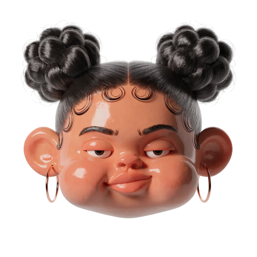 Curly Puff character portrait